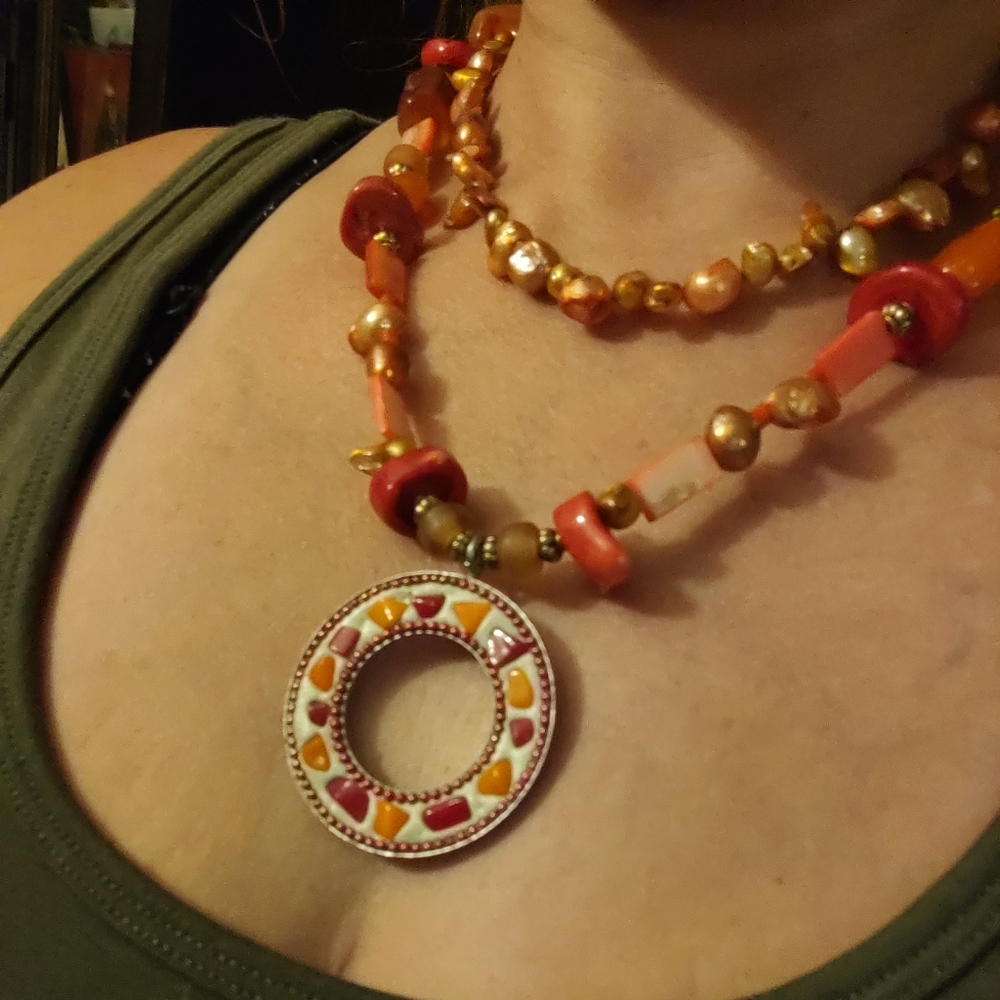 Handmade glass beaded necklace